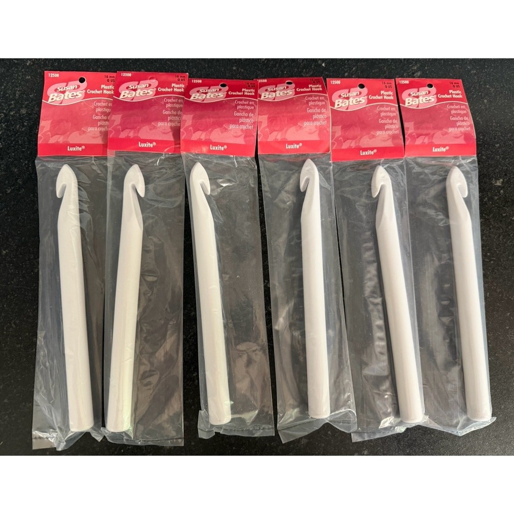 Susan Bates‎ Luxite Plastic Crochet Hook 16mm Q US Lot of 6 NOS Sealed